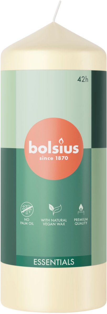 Świeca pieńkowa walec BOLSIUS Essentials 42H 15CM DELIKATNY PERŁOWY