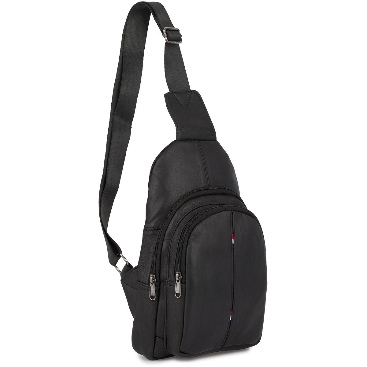 Czarna Saszetka Nerka Przez Ramię Crossbody Męska Modna Torba Dwukomorowa Skóra Naturalna F01 : Kolory - Czarny