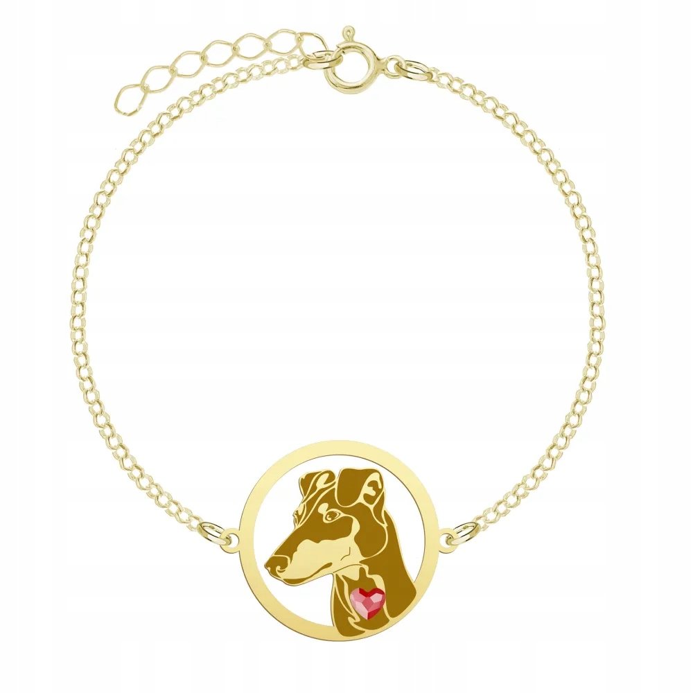 Bransoletka Złota z psem Manchester Terrier 925 Łańcuszek Prezent GRAWER