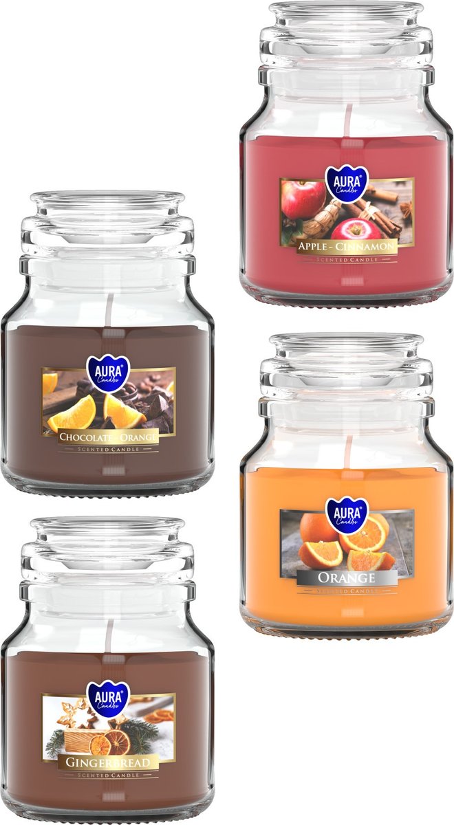 ZESTAW Świeca zapachowa w słoiku BISPOL Aura 28H MIX 