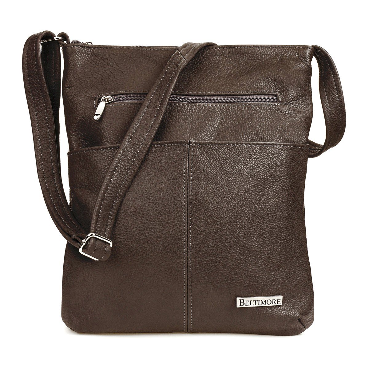Ciemnobrązowa Skórzana Listonoszka Damska Torebka Na Ramię Beltimore 934 : Kolory - Brązowy, Beżowy