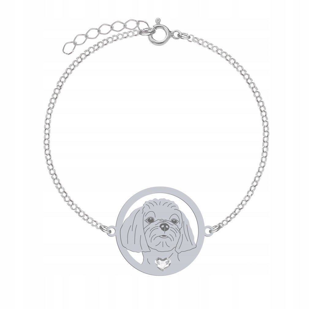 Bransoletka Srebrna z psem Maltańczyk 925 Prezent Łańcuszek Kobieta GRAWER