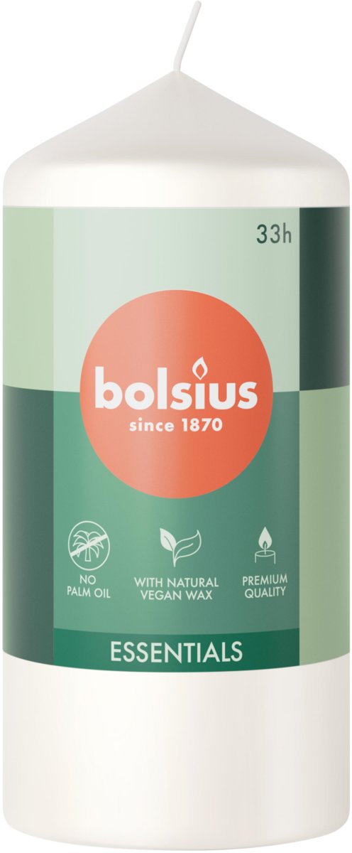 Świeca pieńkowa walec BOLSIUS Essentials 33H 12CM MROŹNA BIEL