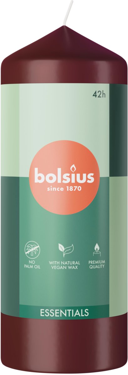 Świeca pieńkowa walec BOLSIUS Essentials 42H 15CM AKSAMITNA CZERWIEŃ