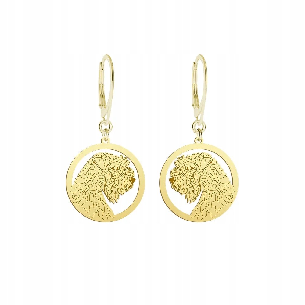 Kolczyki Złote z Irish Soft-coated Wheaten Terrier 925 Prezent GRAWER