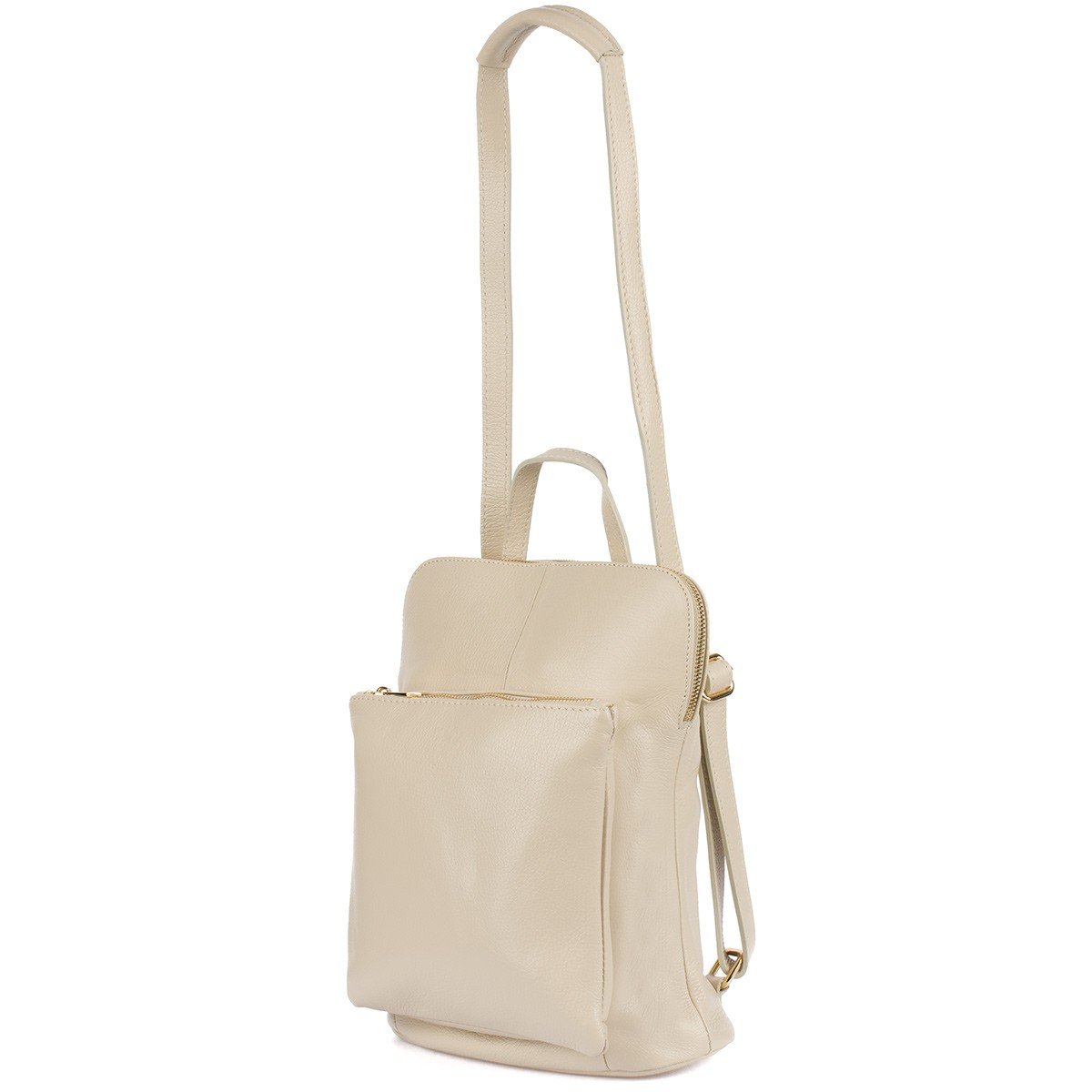 Skórzany Plecak Damski Torba 2W1 Elegancki A4 Włoski Pojemny Ecru Vera Pelle S40 : Kolory - Ecru, Kremowy