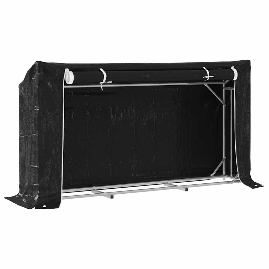 vidaXL Stojak na drewno opałowe z drutem stalowym, 200,5x41x110,5 cm