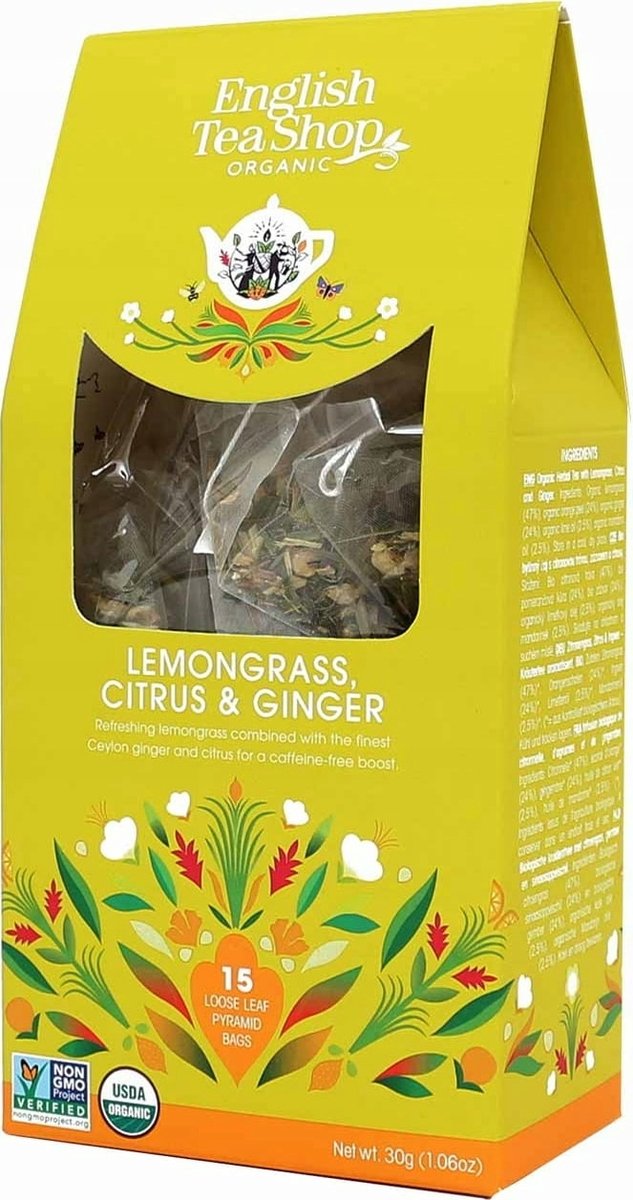 Lemongrass Citrus Ginger - Herbata w Piramidkach 15 szt. Świeżość i Energia