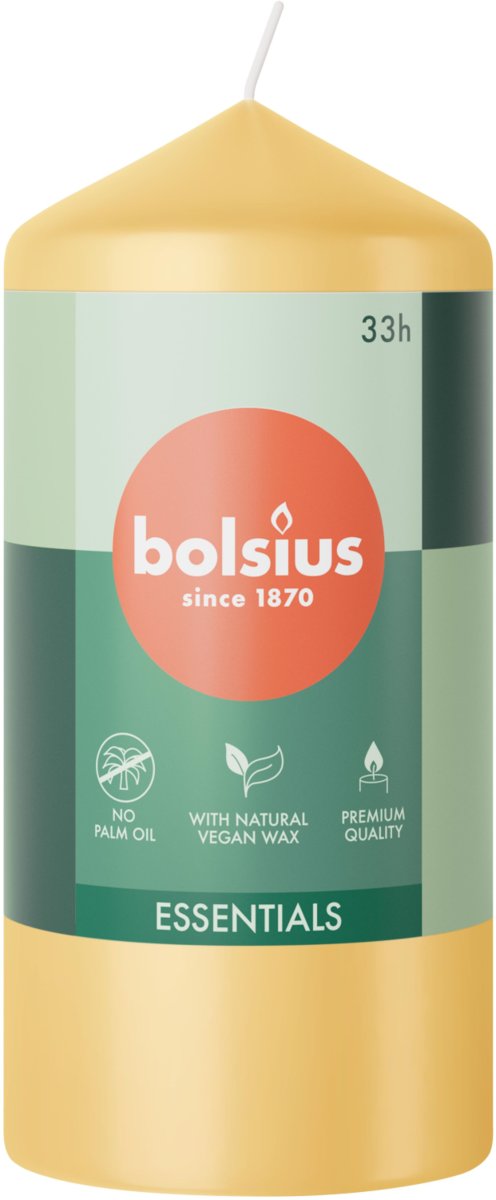 Świeca pieńkowa walec BOLSIUS Essentials 33H 12CM OWSIANY BEŻ
