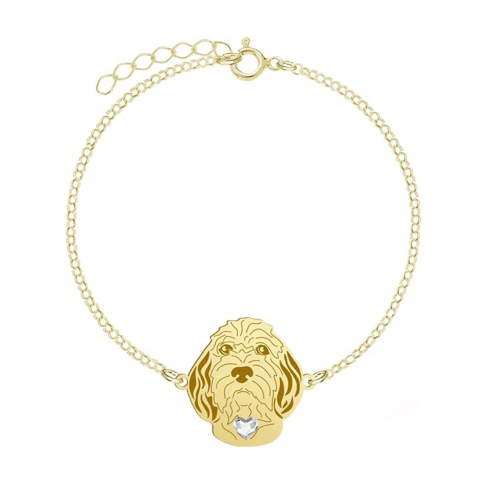 Bransoletka Złota z Petit Basset Griffon Vendéen 925 Prezent Kobieta GRAWER