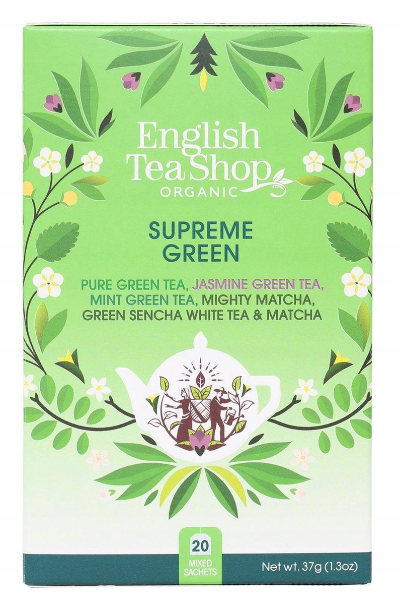 Supreme Green - Zestaw Ekologicznych Herbat, 20 Saszetek, Mix 5 Smaków