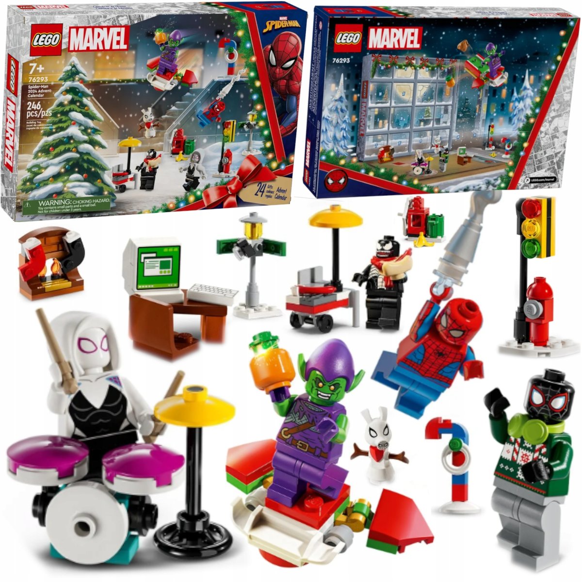 ZESTAW KLOCKÓW LEGO 246 ELEMENTÓW KALENDARZ ADWENTOWY SPIDERMAN Marvel