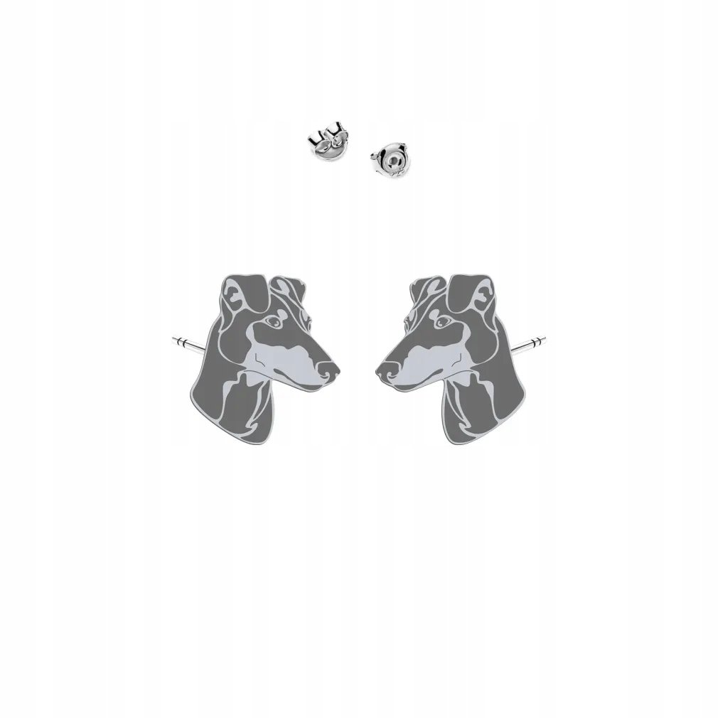Kolczyki Srebrne z psem Manchester Terrier 925 Biżuteria Sztyfty DEDYKACJA