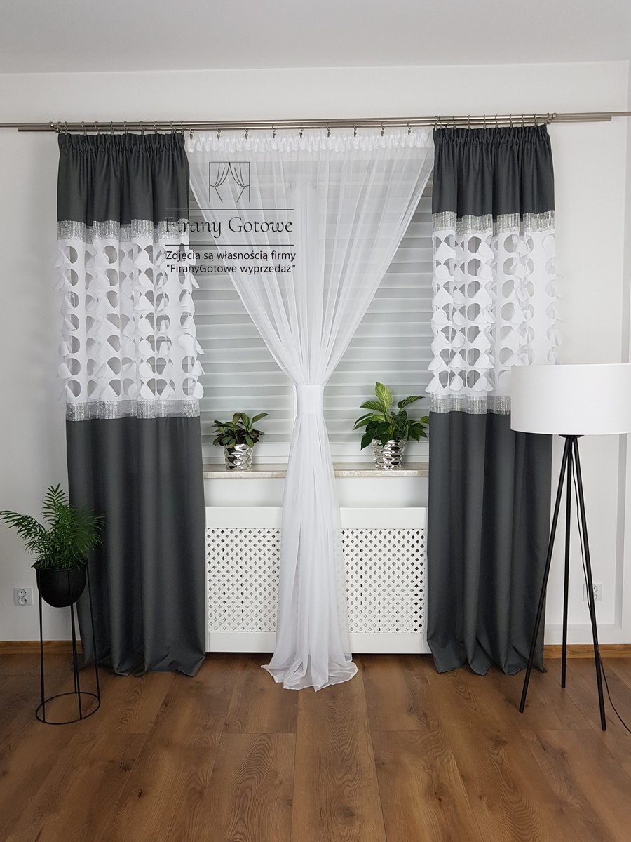 Zasłony ozdobne, wycinane laserowo- ciemnoszara, zasłona dekoracyjna
