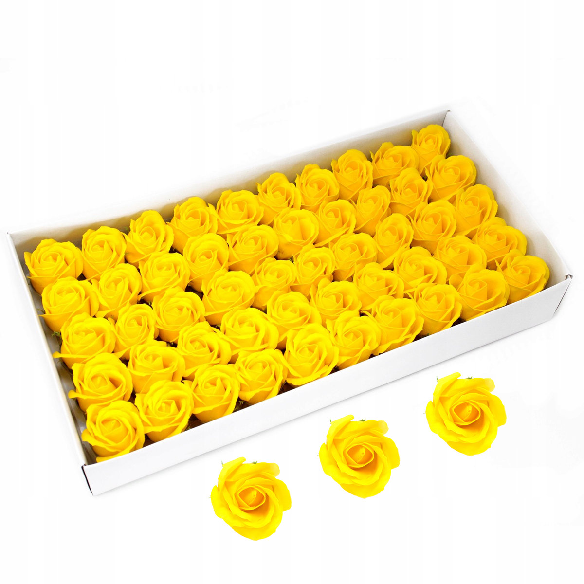 Ozdobne Róże mydlane ŻÓŁTA róża z mydełka do dekoracji 50szt