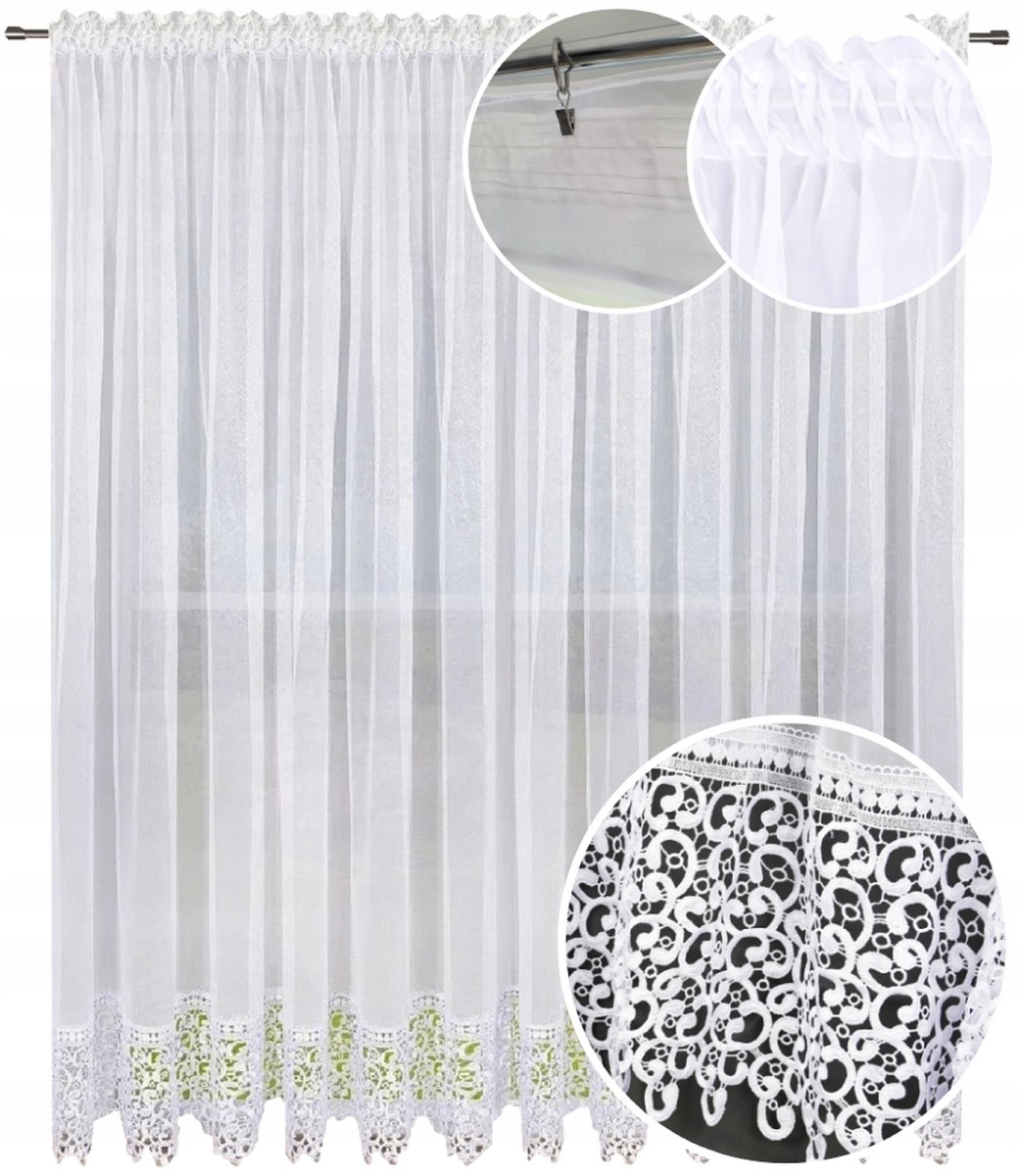 Firana gotowa z gipiurą 250x200 cm Firanka balkon