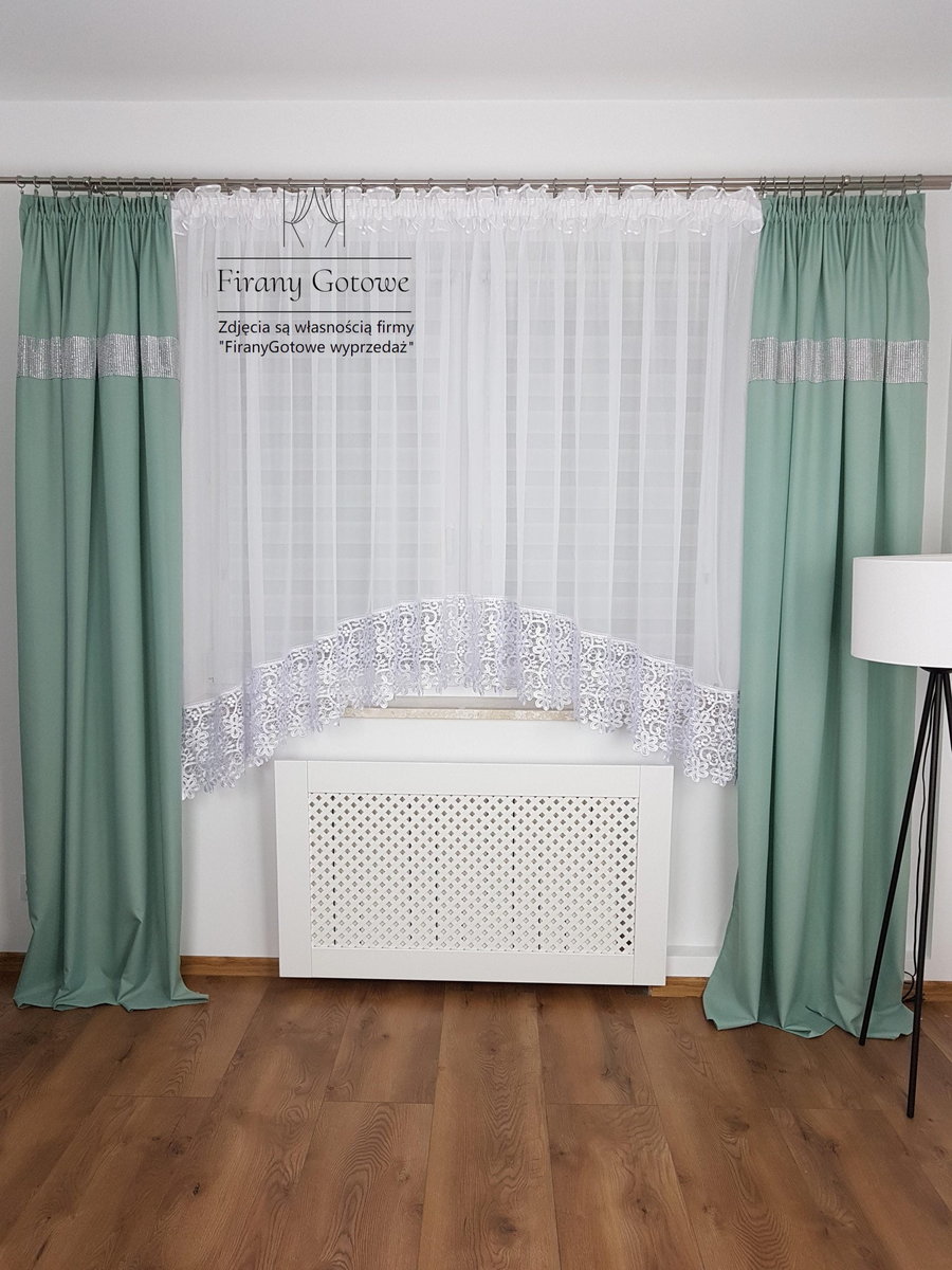 Firana z gipiurą 30cm uszyta z woalu, gotowa firanka do pokoju