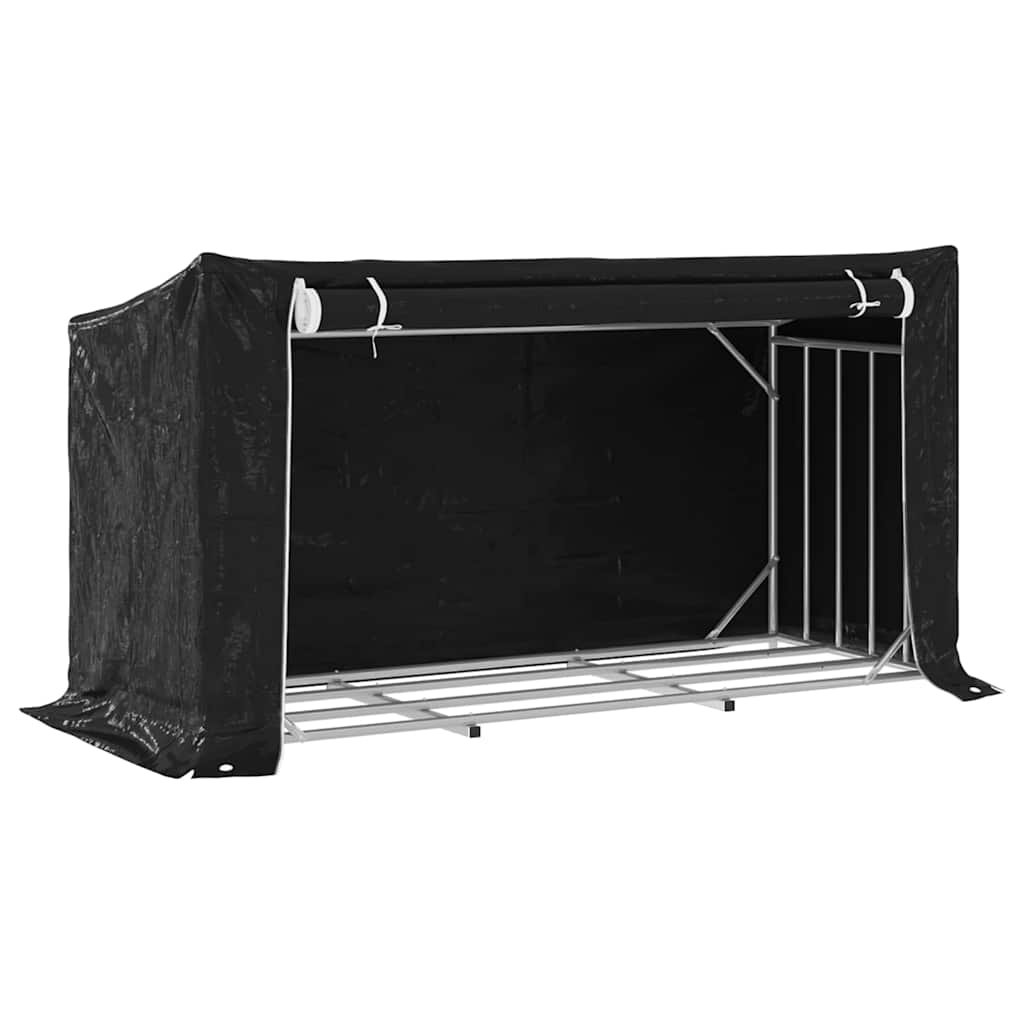 vidaXL Stojak na drewno opałowe z drutem stalowym, 200,5x80,5x110,5 cm