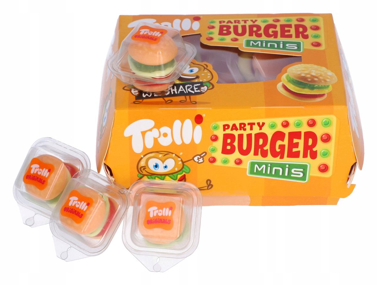 Trolli, żelki Mini Burger, owocowe, 150g, 15 sztuk