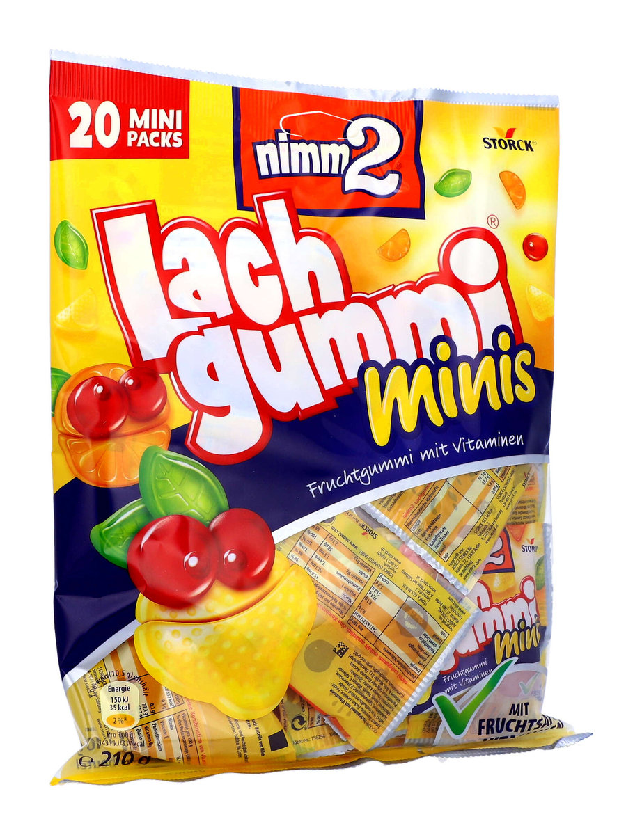 Nimm2, żelki owocowe, Lach Gummi Minis, 210g, 20 sztuk
