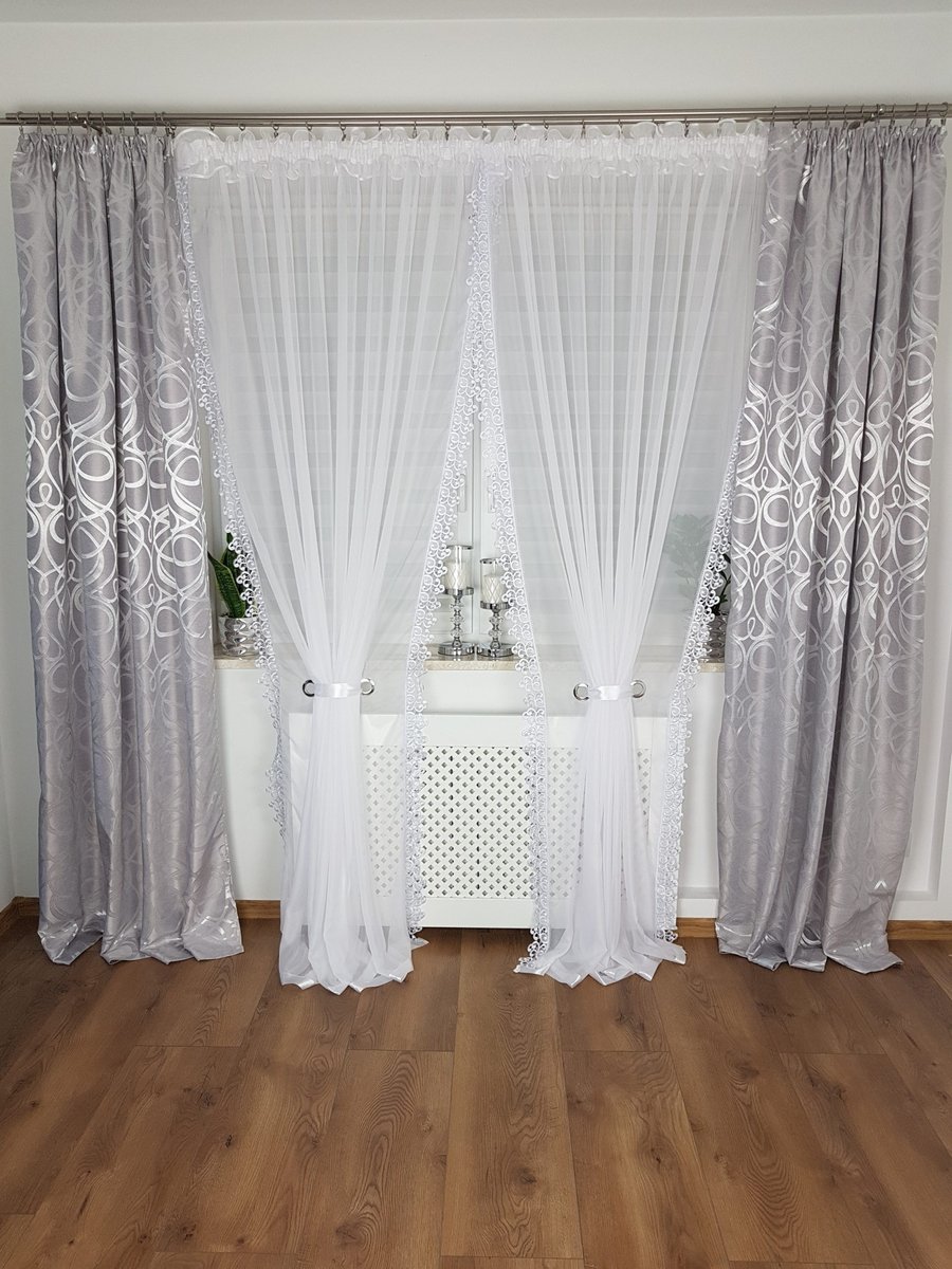 Firana z gipiurą dwa kokony 250cm, firana do salonu , firany gotowe