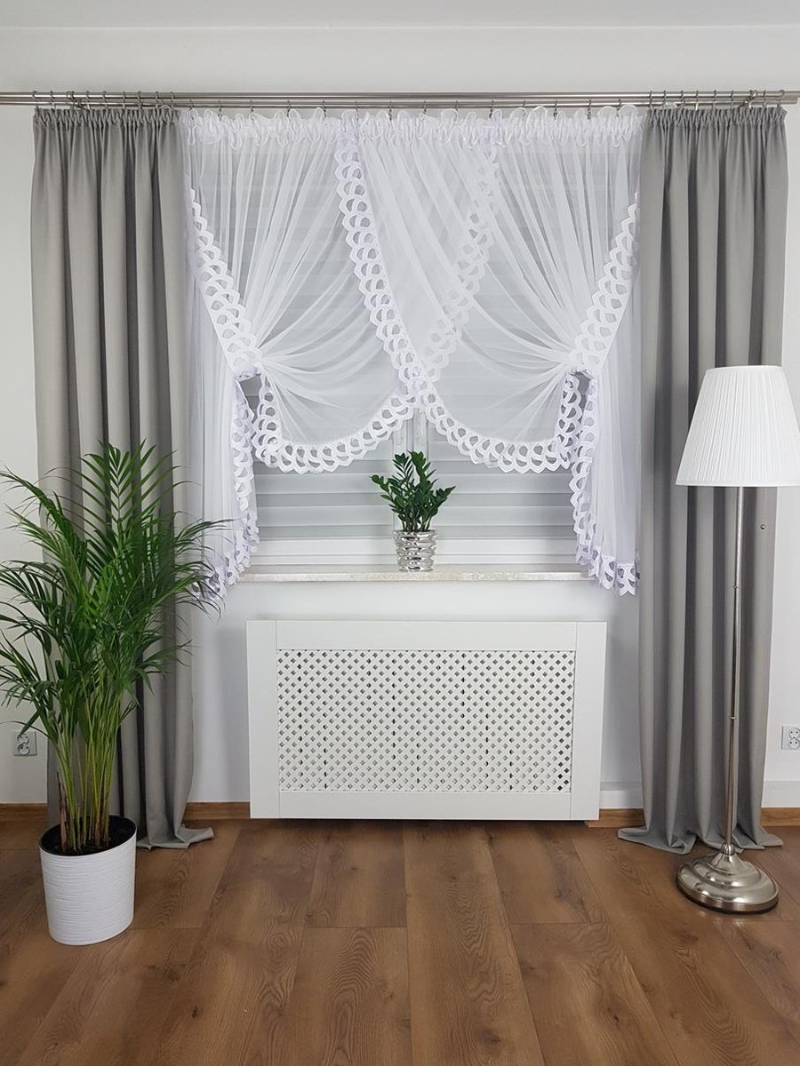 Firanka gotowa z gipiurą 400/160cm, stylowe firany do salonu