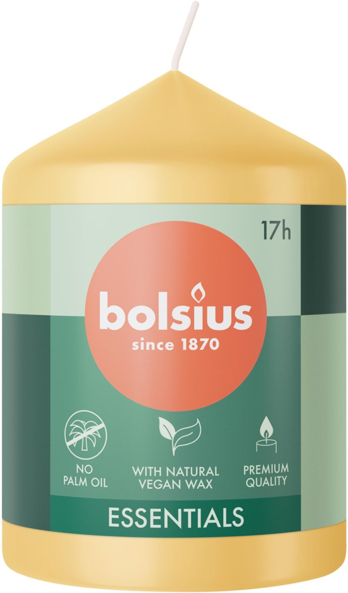 Świeca pieńkowa walec BOLSIUS Essentials 17H 8CM OWSIANY BEŻ