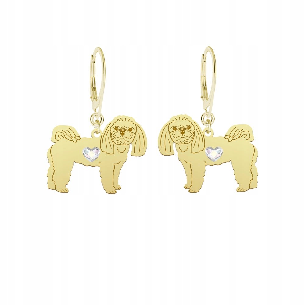 Kolczyki Pozłacane z psem Maltańczyk 925 Biżuteria Kobieta Prezent GRAWER