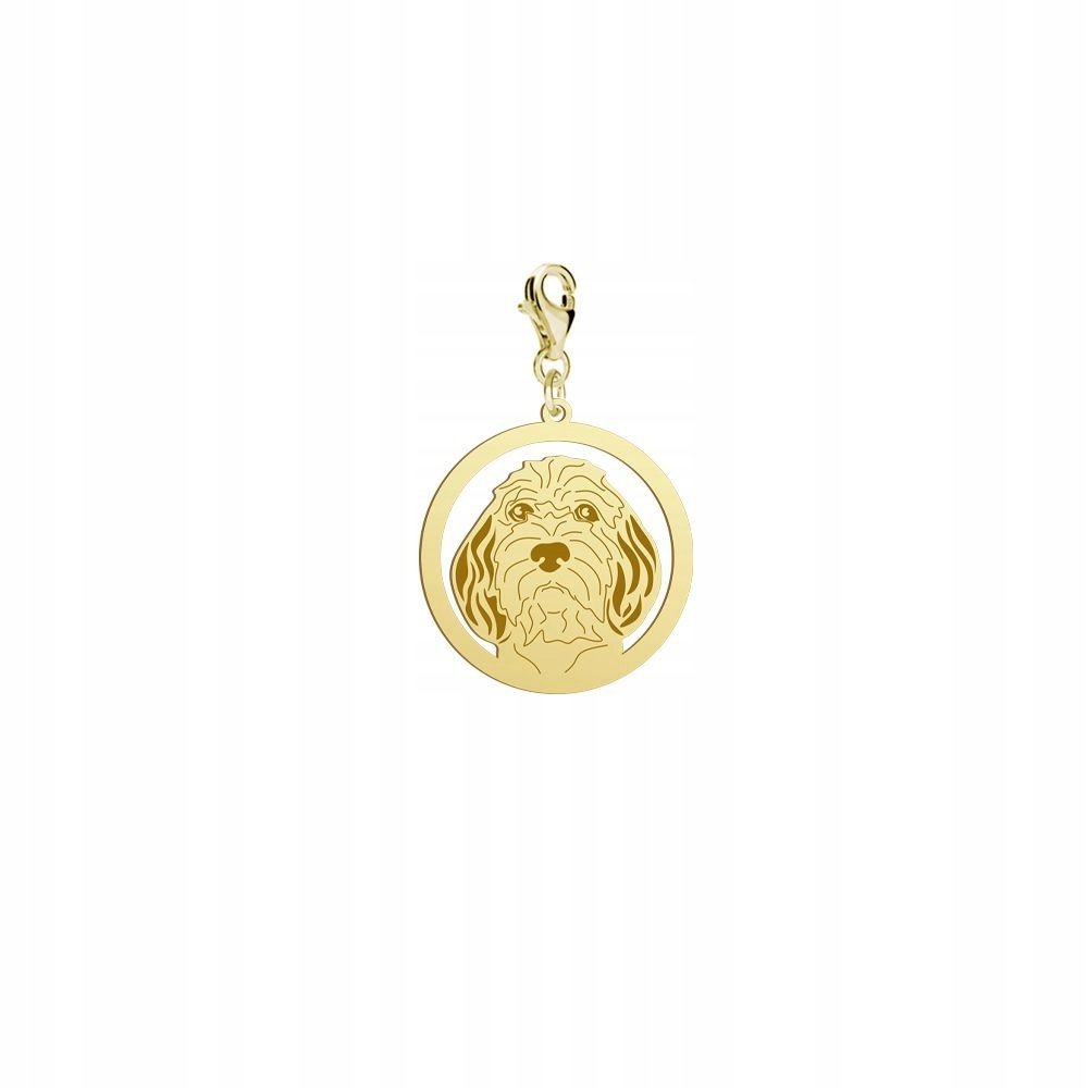 Charms Złoty Mały Basset Gryfon Wandejski 925 Prezent Kobieta DEDYKACJA