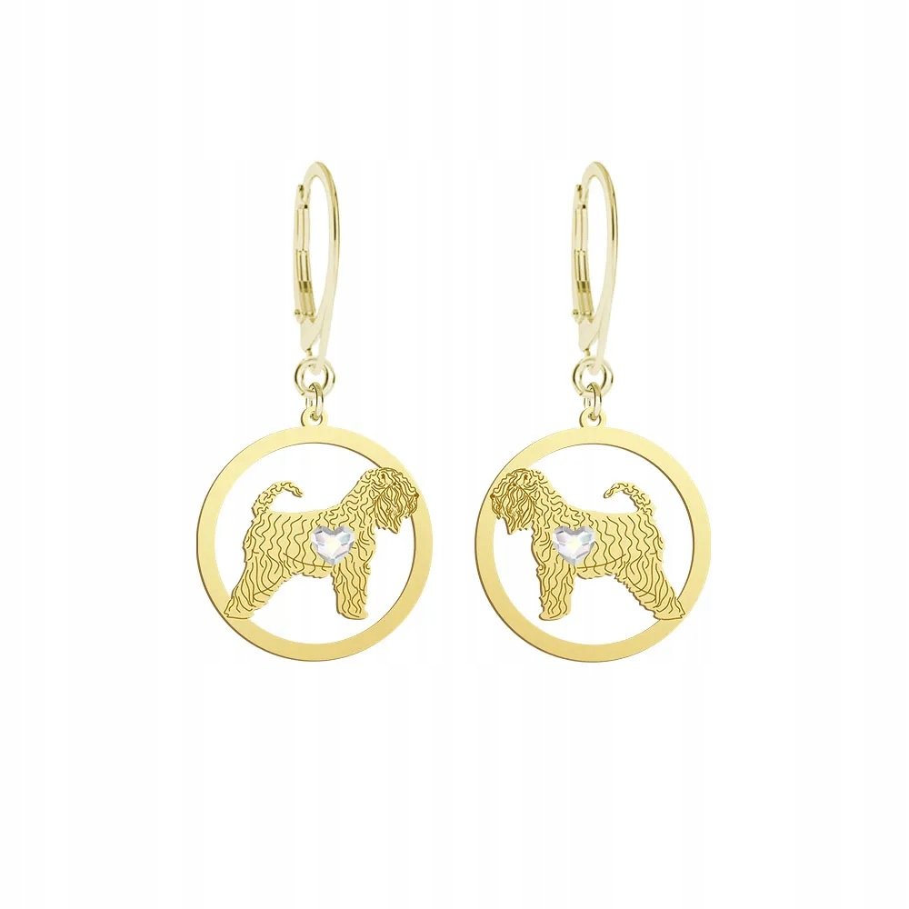 Kolczyki Złote z Irish Soft-coated Wheaten Terrier 925 Prezent GRAWER