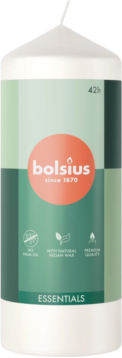 Świeca pieńkowa walec BOLSIUS Essentials 42H 15CM MROŹNA BIEL
