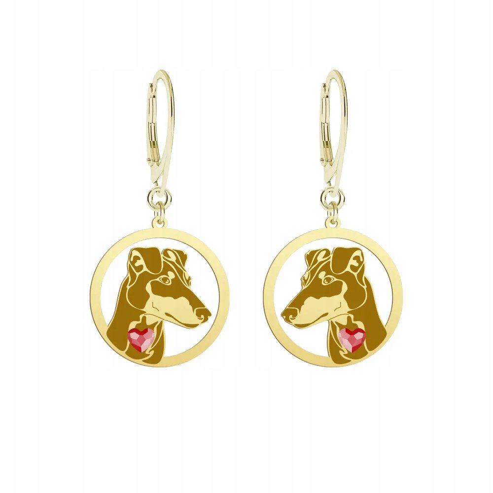 Kolczyki Złote z psem Manchester Terrier 925 na biglu Prezent GRAWER