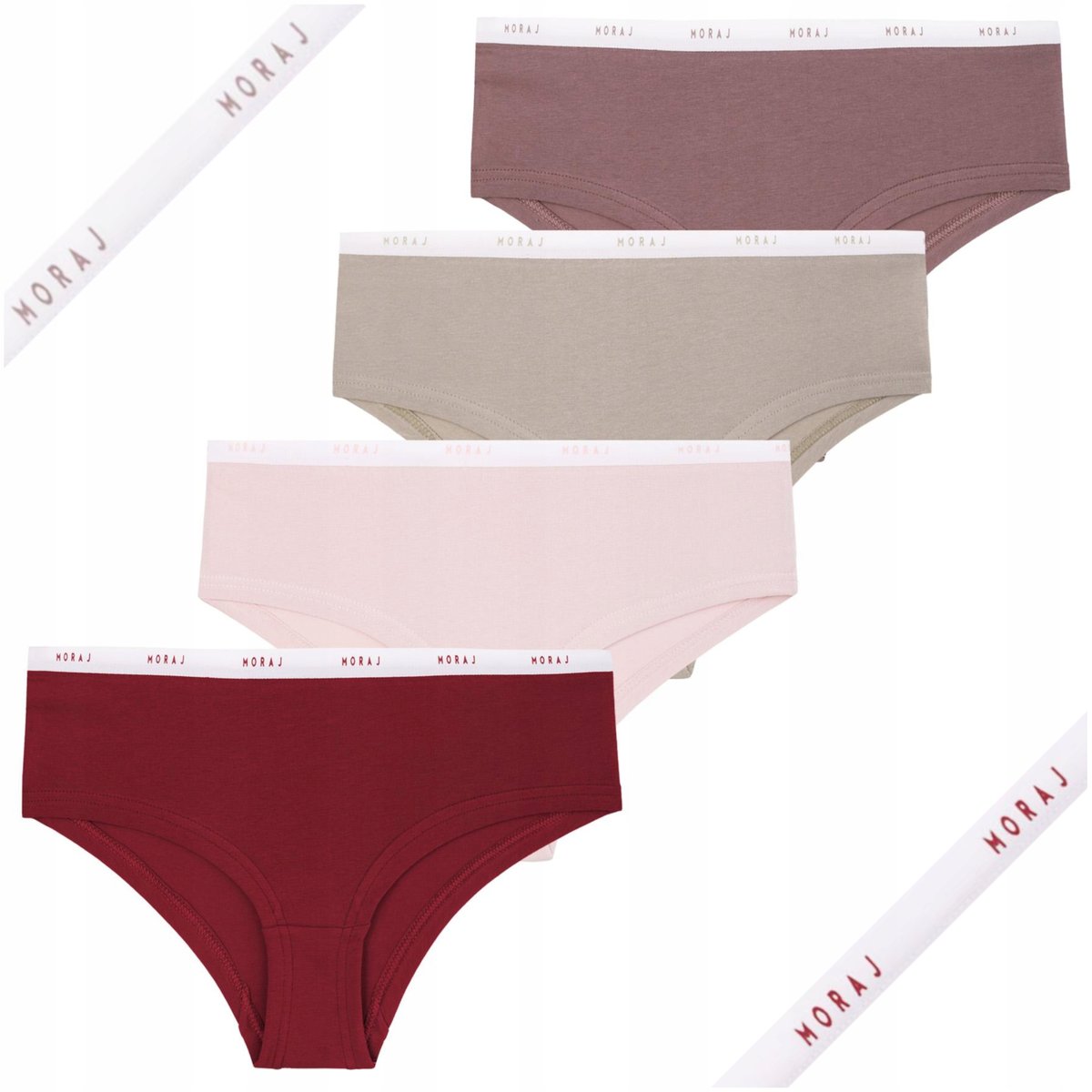 Majtki Figi Szorty Damskie Bawełniane Gładkie Kolorowe MORAJ 4 szt - M