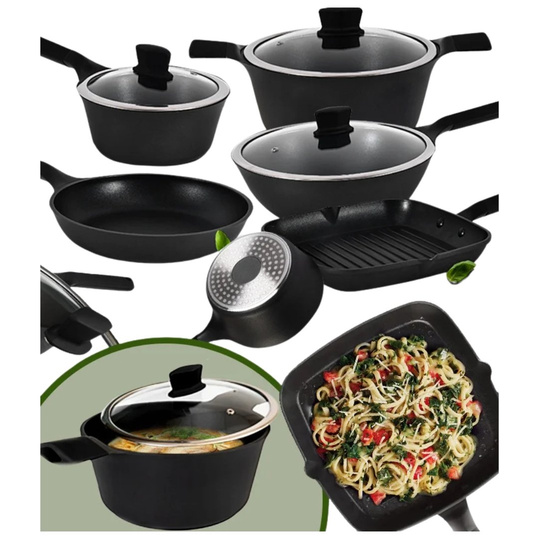 ZESTAW GARNKÓW ALUMINIOWYCH POWŁOKA NON-STICK 8 ELEMENTÓW GARNKI KUCHENNE