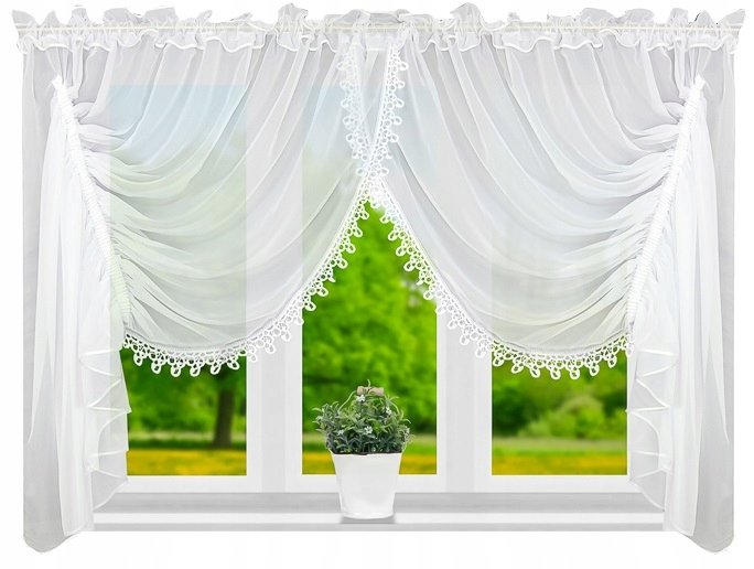 Firana gotowa z gipiurą 150x400 Firany woal gładka