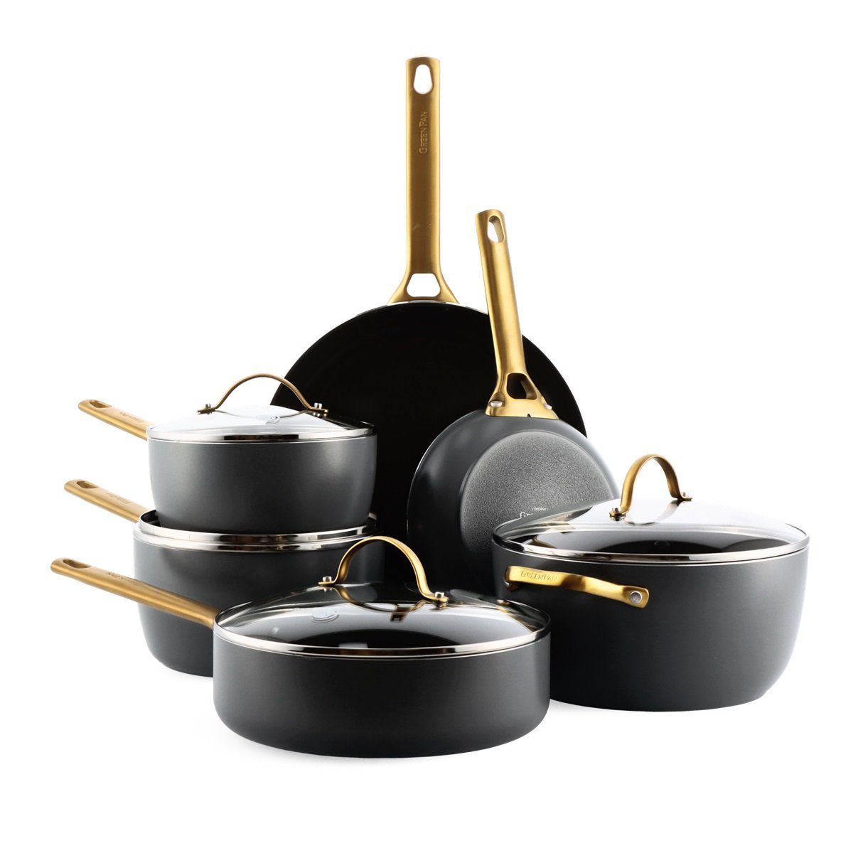 Zestaw garnków i patelni PADOVA Black 10 elementów GreenPan