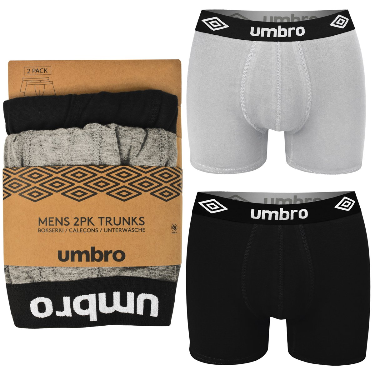 Umbro Bokserki Męskie Bawełniane Logo 2 sztuki 0197 Rozmiar M