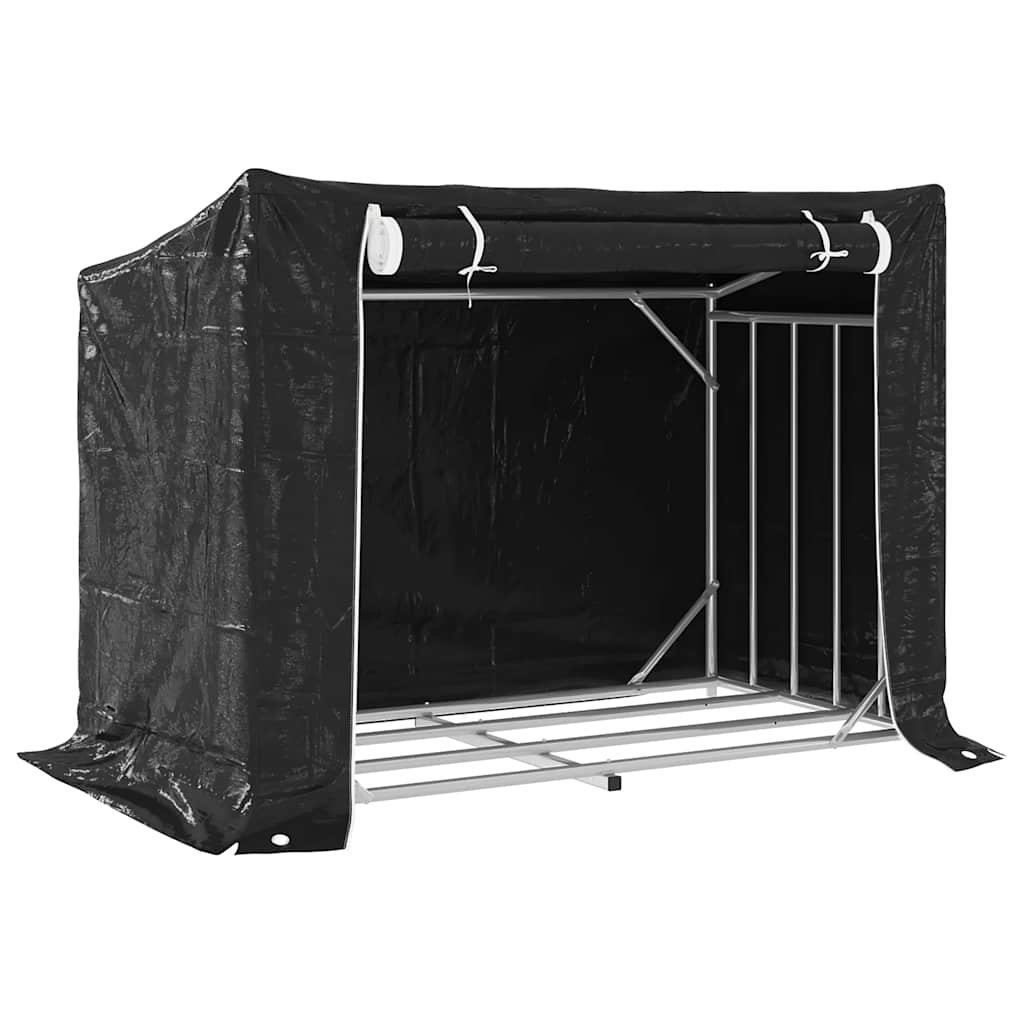 vidaXL Stojak na drewno opałowe z drutem stalowym, 151x80,5x110,5 cm