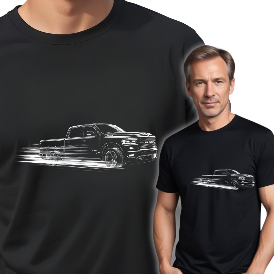 Męska koszulka Dodge RAM Pickup czarny T-SHIRT z nadrukiem BAWEŁNA 3XL