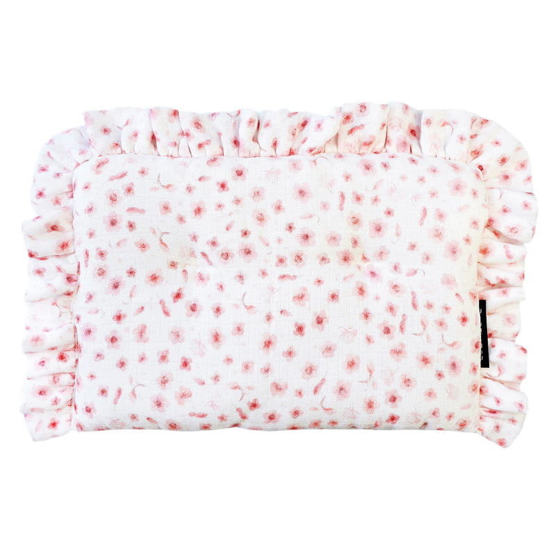 Muślinowa poduszka z falbanką Kwiaty Róż, Lullalove