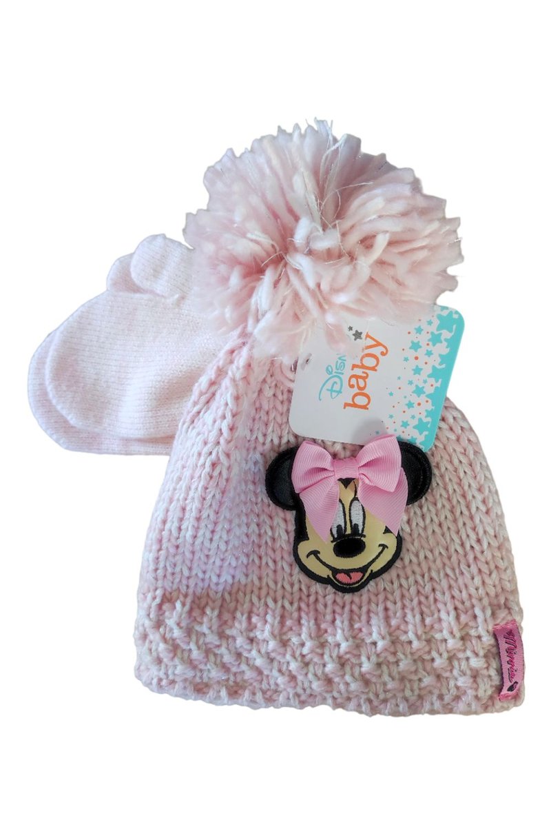 Komplet czapka rękawiczki Disney Myszka Minnie zimowa jesienna dla dziewczynki