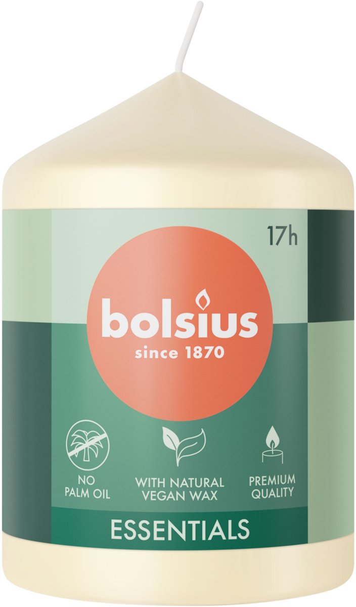 Świeca pieńkowa walec BOLSIUS Essentials 17H 8CM DELIKATNY PERŁOWY