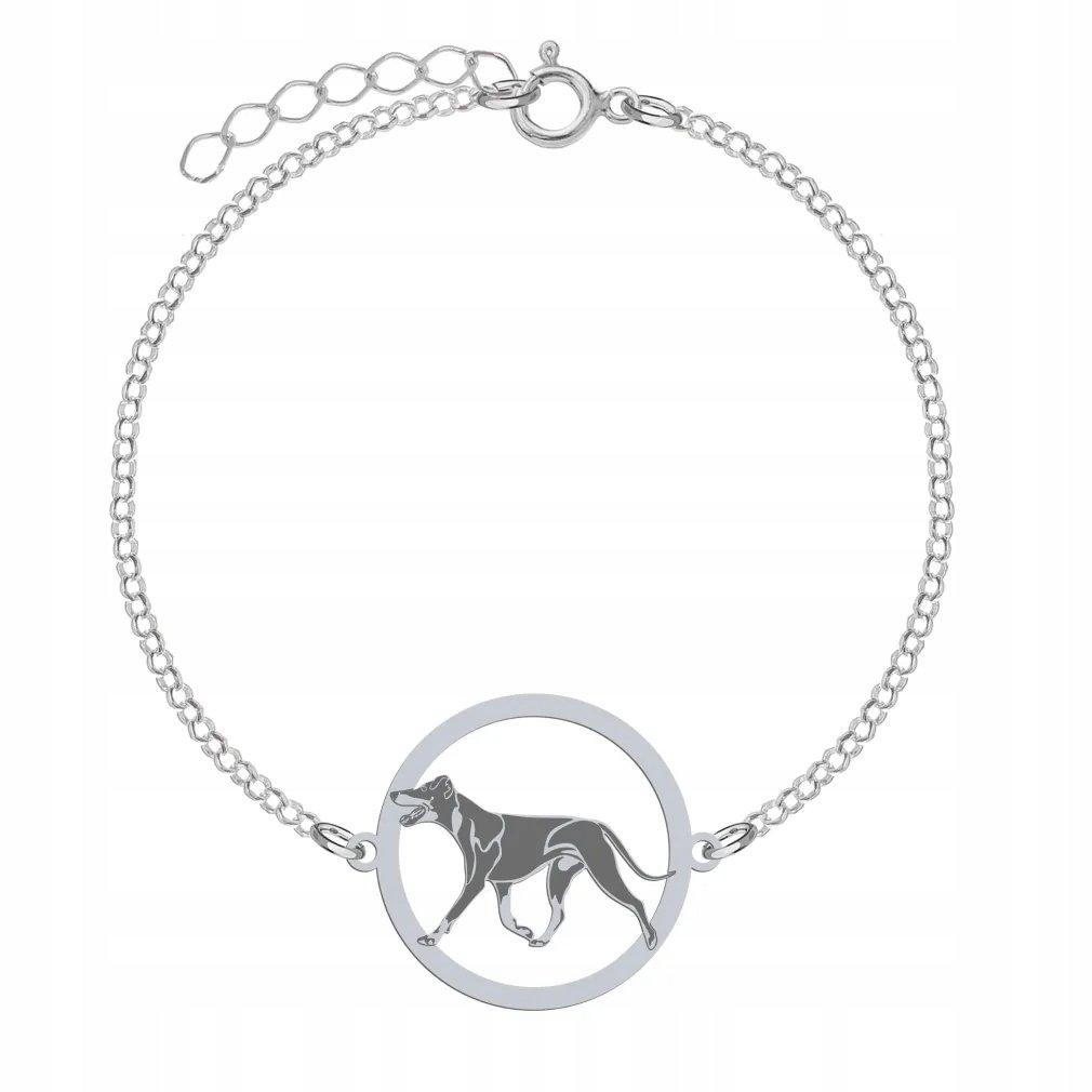 Bransoletka Srebrna z psem Manchester Terrier 925 Prezent Kobieta GRAWER
