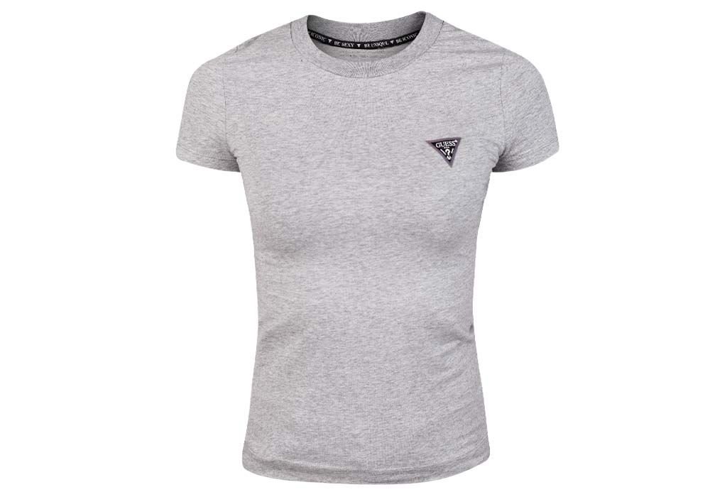 GUESS KOSZULKA DAMSKA T-SHIRT SS CN MINI TRIANGLE GREY W1RI04J1311 LMGY - Rozmiar: L