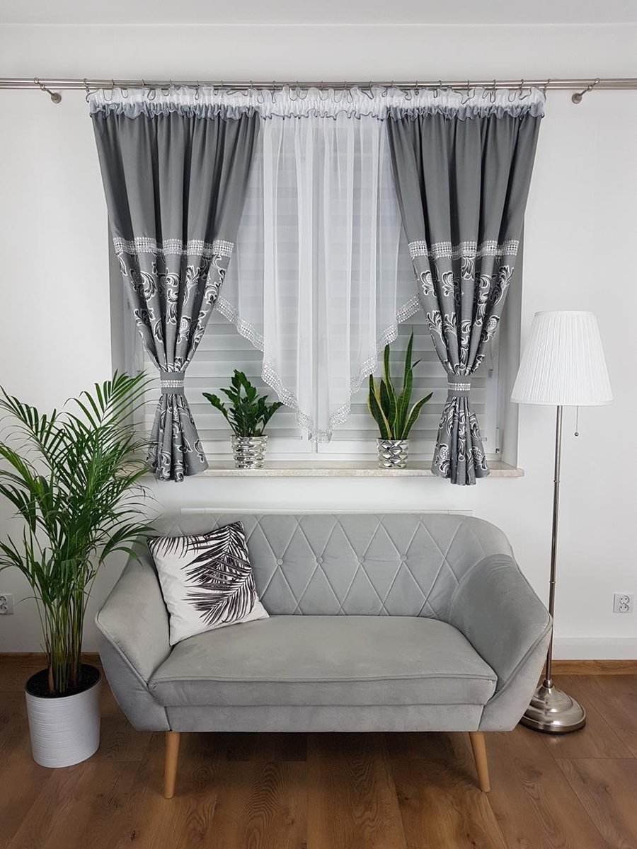 Firana do salonu - szara, firanka z cyrkonia