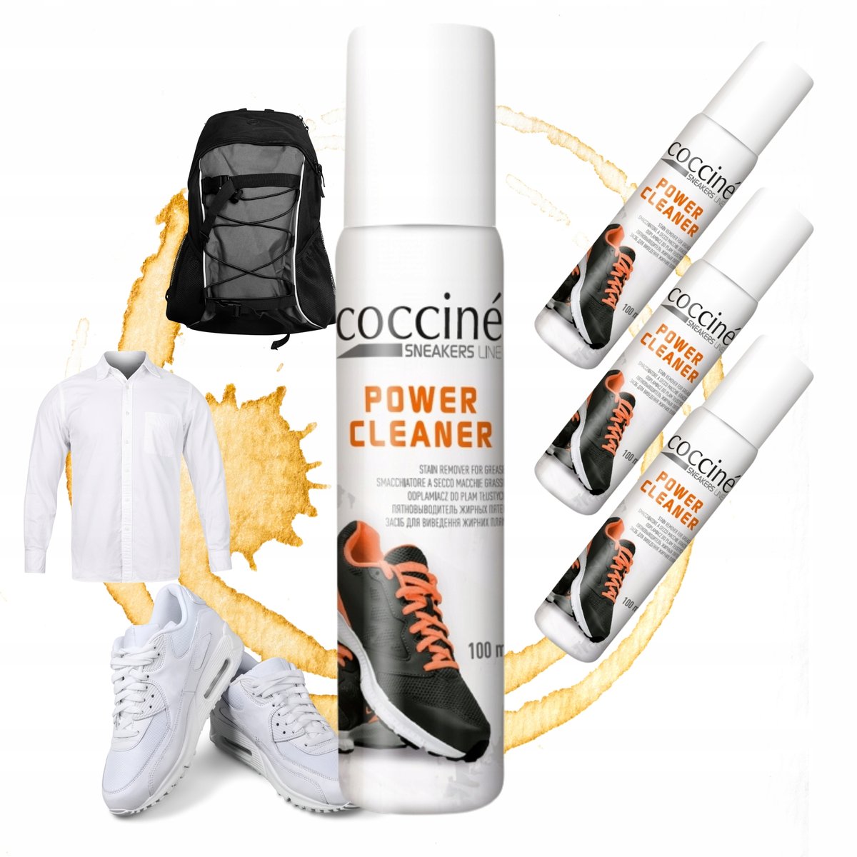 4x Spray do Czyszczenia Tłuszczu Uniwersalny do Odzieży Butów Tkanin 100ml