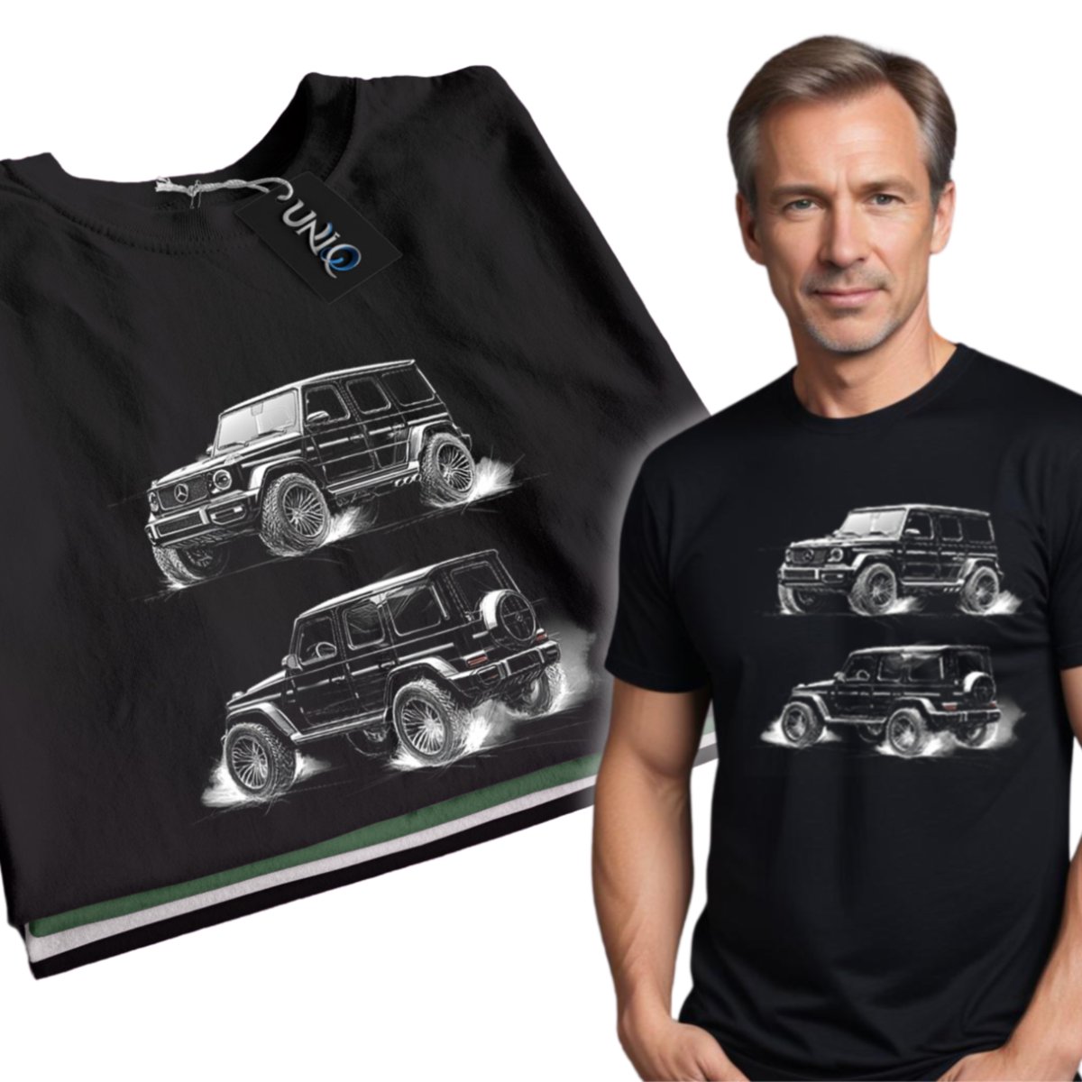 Męska koszulka MERCEDES G-CLASS czarny T-SHIRT dla FANA MOTORYZACJI M