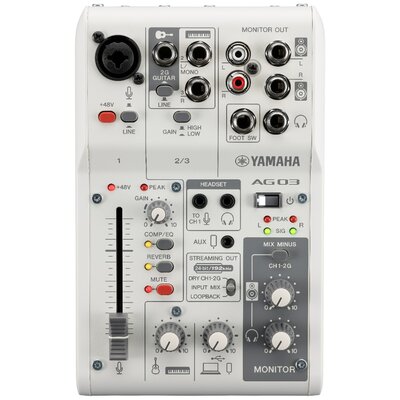 ‌Yamaha AG 03 MK2 biały - 3-kanałowy mikser strumieniowy na żywo z interfejsem audio USB. ♦ 30 DNI NA ZWROT ♦ GWARANCJA DOOR-TO-DOOR ♦ S...