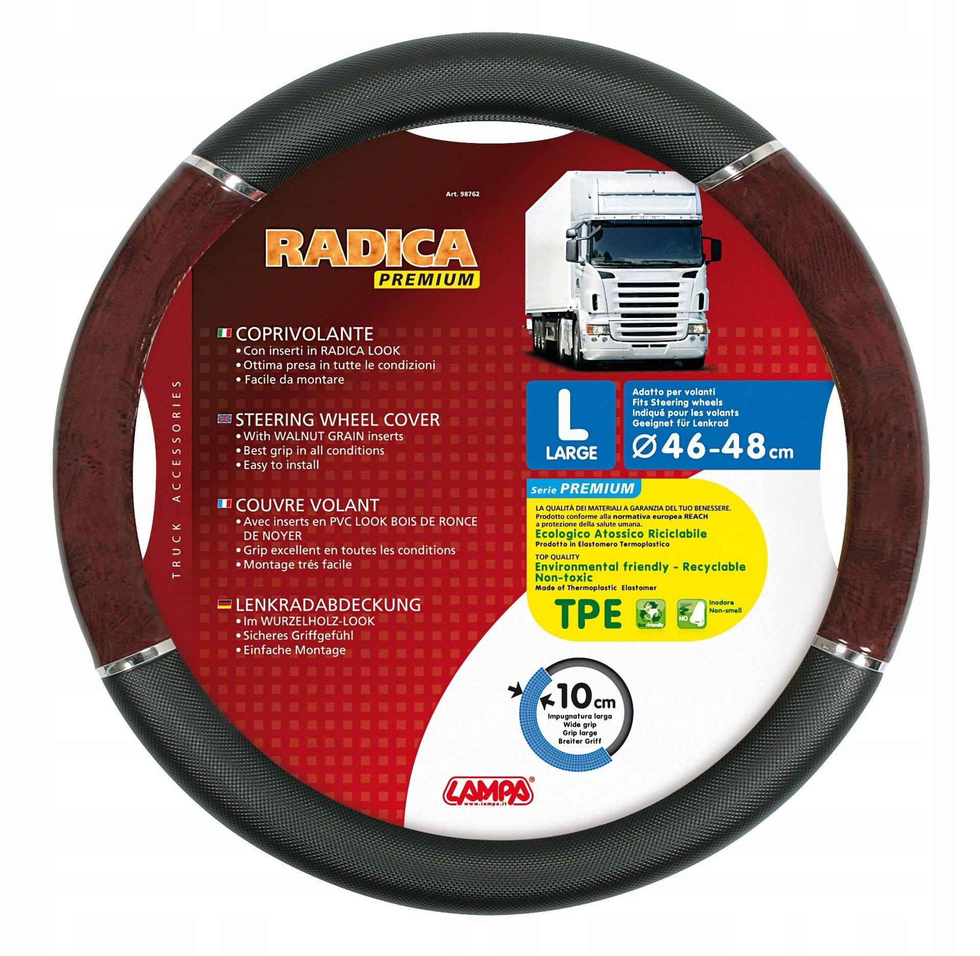 Pokrowiec kierownicy czarno drewniany 46 48 Tir