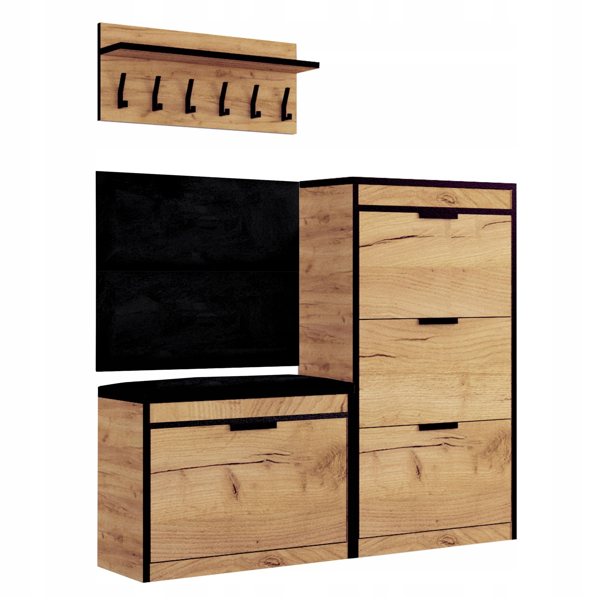 Opinie o Zestaw Mebli Do Przedpokoju Szafka Na Buty Siedzisko Tapicerowane Wieszak